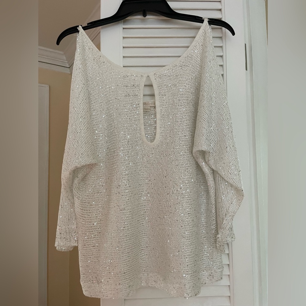 Boston Proper Sparkling White Knit Top